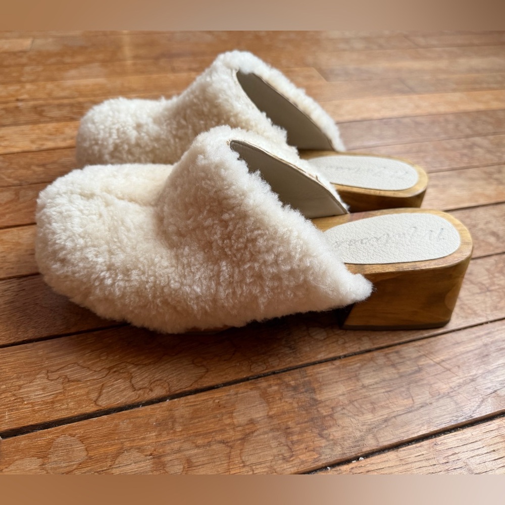 Matisse Cream Shearling Mule Clogs